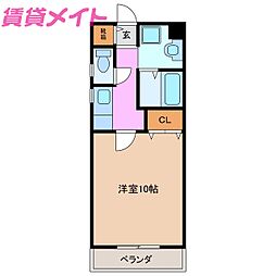 亀山マンションB 1Kの間取図画像