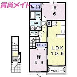 グレイスコート3 2LDKの間取図画像