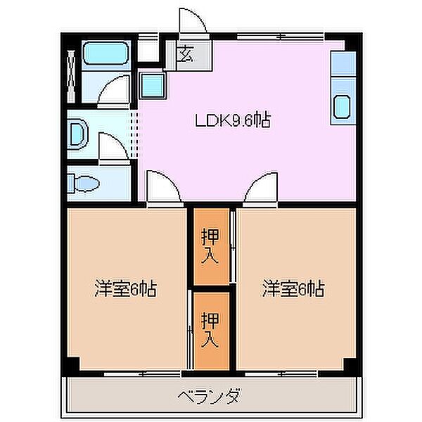 津　IN　COURT　練木 S207｜三重県津市上浜町１丁目(賃貸マンション2LDK・2階・45.36㎡)の写真 その2