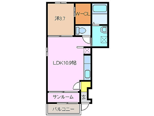 ハイシード平和 105｜三重県津市江戸橋２丁目(賃貸アパート1LDK・1階・37.93㎡)の写真 その2