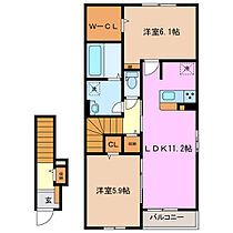 ジュールスラン　Ｂ 203 ｜ 三重県津市大里窪田町（賃貸アパート2LDK・2階・59.06㎡） その2