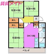 三重県津市上浜町4丁目（賃貸マンション3DK・3階・59.30㎡） その2