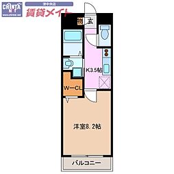 グランディール 1階1Kの間取り