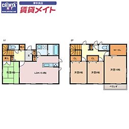 ハーモニータウン津4丁目貸家 1階4LDKの間取り