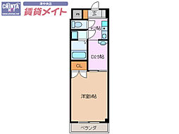 ロイヤル江戸橋 2階1DKの間取り