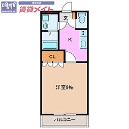 ドラウプニールII 2階1Kの間取り