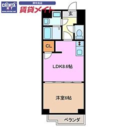 Ｓ−ＦＯＲＴ津新町 7階1LDKの間取り