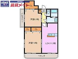 サン・シャイン 1階2LDKの間取り