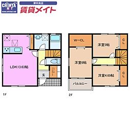 リーブルファイン津市八幡II 1階3LDKの間取り