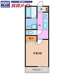 サンハイツ 1階1Kの間取り