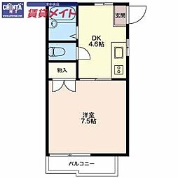 ベルハイツ 2階1DKの間取り