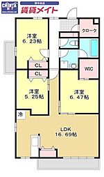 ガーデンハウス大谷町2 3LDKの間取図画像