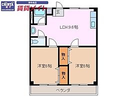 津INCOURT練木 2LDKの間取図画像