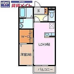 楽園A 1LDKの間取図画像