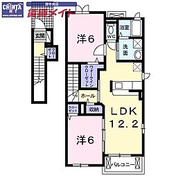 カーサイリーデ 2LDKの間取図画像