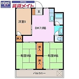 桜町ハイツ 3DKの間取図画像