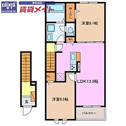 マレノワール桜橋 2LDKの間取図画像