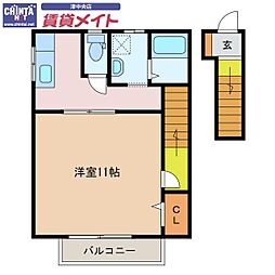 メルシー 1Kの間取図画像