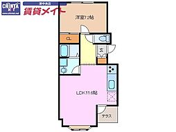 ハピネスあや 1LDKの間取図画像