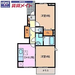 メゾン・ド・ユウナ 2DKの間取図画像