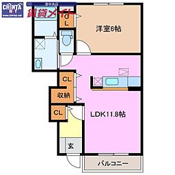 パラーシオN 1LDKの間取図画像