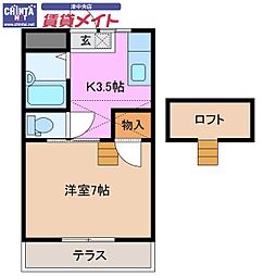 ドリーム2 1Kの間取図画像