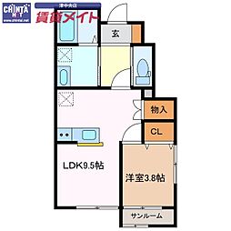 AKATSUKI maison 乙部III 1LDKの間取図画像