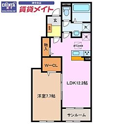 ボヌールI 1LDKの間取図画像