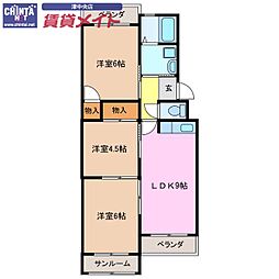 臼井マンション 3DKの間取図画像