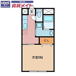 グランエスポワール 1Kの間取図画像