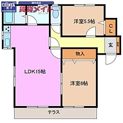 ベレビューA 2LDKの間取図画像