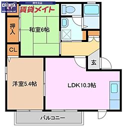 ラ・ポールC 2LDKの間取図画像