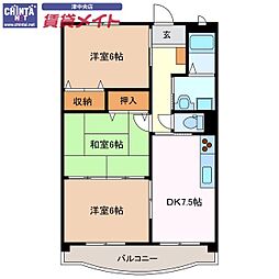 サウスヒルズB 3DKの間取図画像