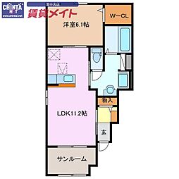 ファイン・ゼファー2 1LDKの間取図画像