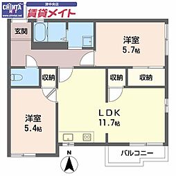 フレグランス島崎 2LDKの間取図画像