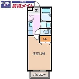 サクシード栗真 1Kの間取図画像