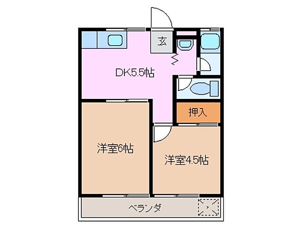 佐野ハイツ 206｜三重県鈴鹿市東旭が丘６丁目(賃貸アパート2DK・2階・34.00㎡)の写真 その2