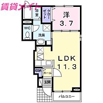 三重県鈴鹿市岸岡町（賃貸アパート1LDK・1階・37.13㎡） その2