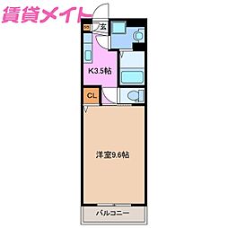 セントリバーヒルズひばりが丘II 1階1Kの間取り