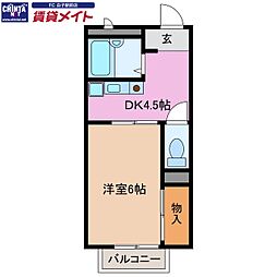 サクセスタウン 1DKの間取図画像