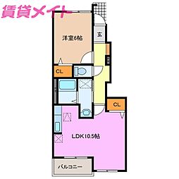 ミルキーII 1階1LDKの間取り