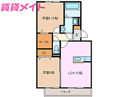 ヴィオーラ 3階2LDKの間取り