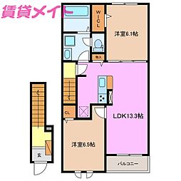 セレーネ 2階2LDKの間取り