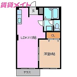 シーサイドハイツ 1階1LDKの間取り