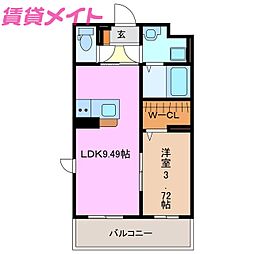仮）S様新築マンション 1階1LDKの間取り