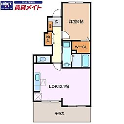 ピュアシス若松 1LDKの間取図画像