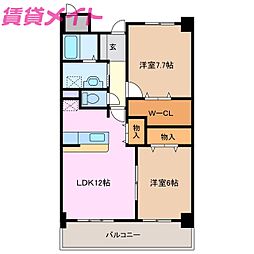 シャルマンヴェガ 2LDKの間取図画像