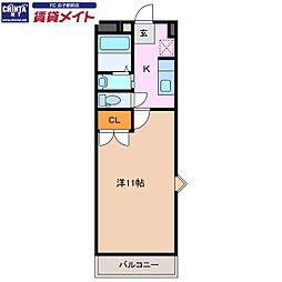 プチパレット 1Kの間取図画像