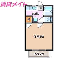 プランドールいとう 1Kの間取図画像
