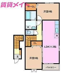 アルカンシエル 2LDKの間取図画像